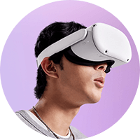 Man using VR goggles